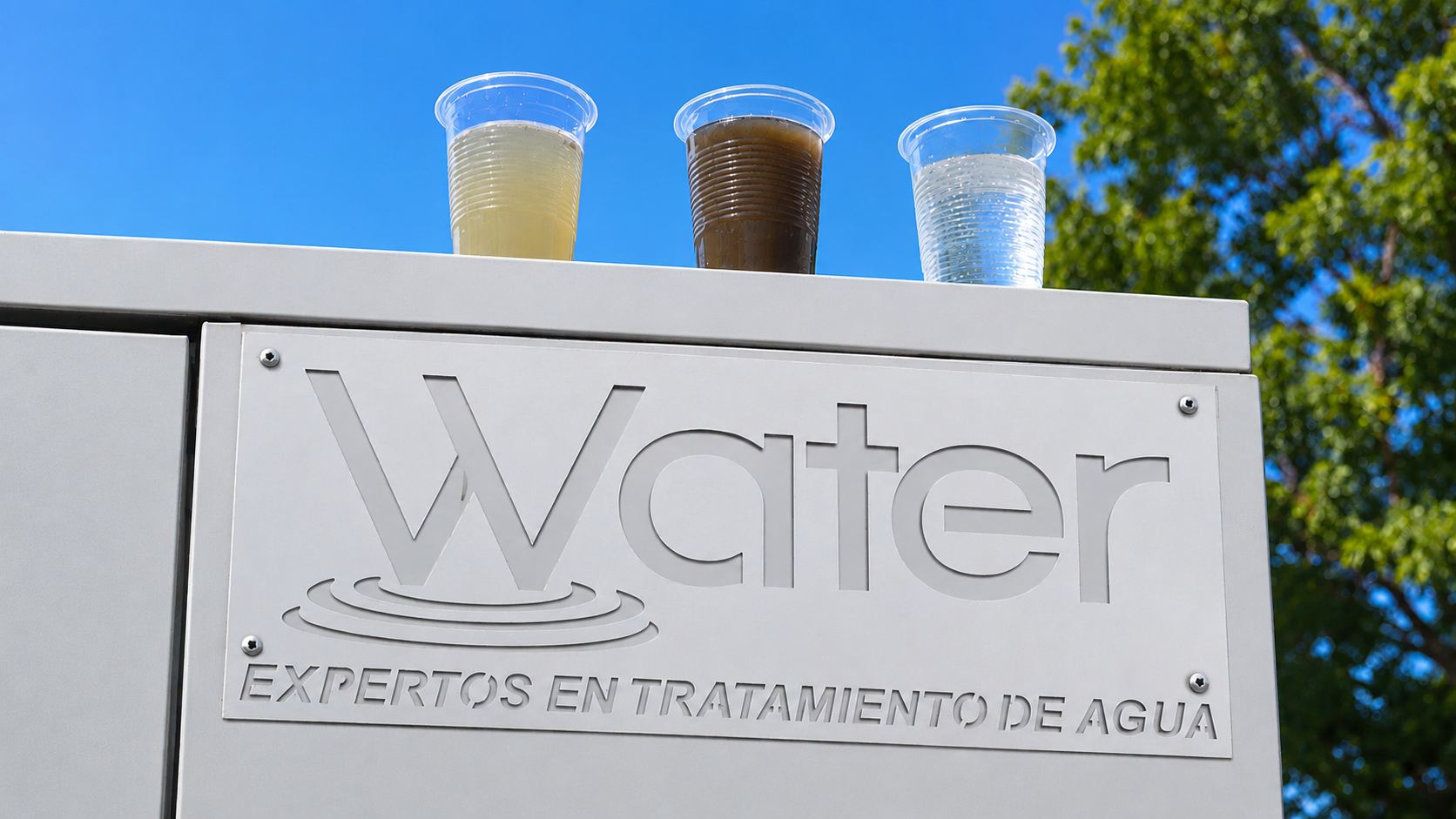 Comparación de muestras de agua cruda, licor mezclado y agua tratada con membranas MBR, totalmente clara